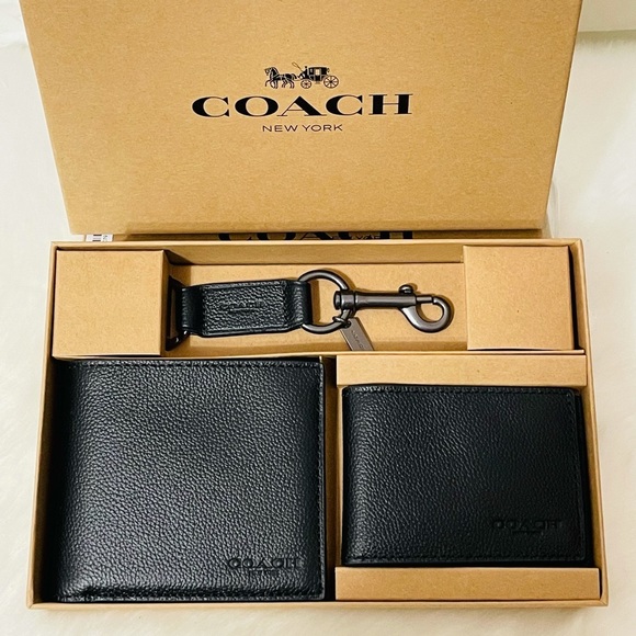 NWT Coach Boxed 3 in 1 Wallet Gift Set Black - Picture 1 of 6